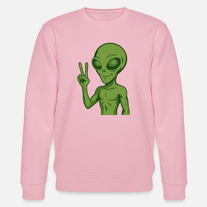 Alien Außerirdischer Frieden Peace - Stanley/Stella Unisex Bio-Sweatshirt CHANGER  - Hellrosa