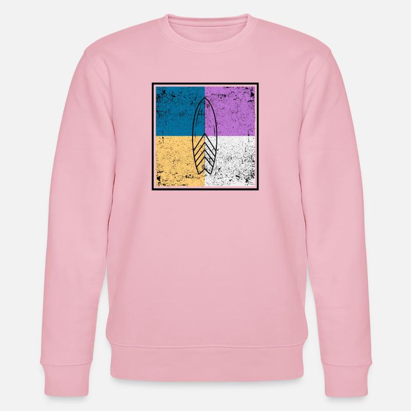Surfbrett auf vierfarbigem Quad-Design - Stanley/Stella Unisex Bio-Sweatshirt CHANGER  - Hellrosa
