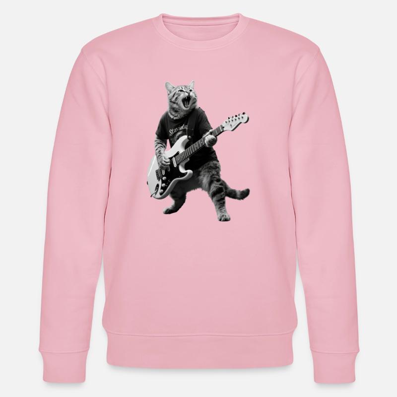 Rockkatze mit E-Gitarre - Stanley/Stella Unisex Bio-Sweatshirt CHANGER  - Hellrosa