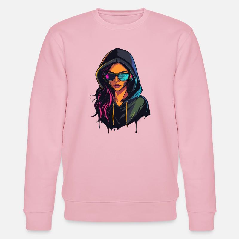 Hackerin Programmiererin Entwickler Frau Porträt - Stanley/Stella Unisex Bio-Sweatshirt CHANGER  - Hellrosa