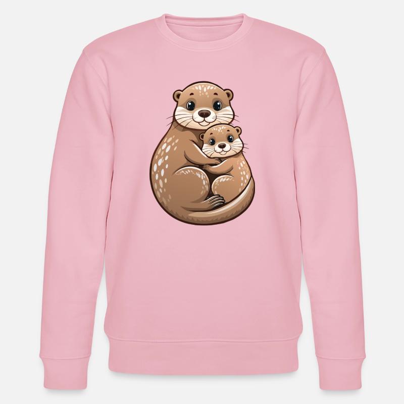 Mutterotter mit Jungtier - Stanley/Stella Unisex Bio-Sweatshirt CHANGER  - Hellrosa