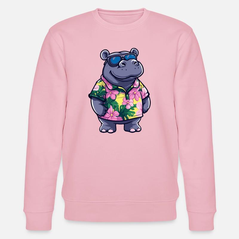 Nilpferd Comic Urlaub - Stanley/Stella Unisex Bio-Sweatshirt CHANGER  - Hellrosa