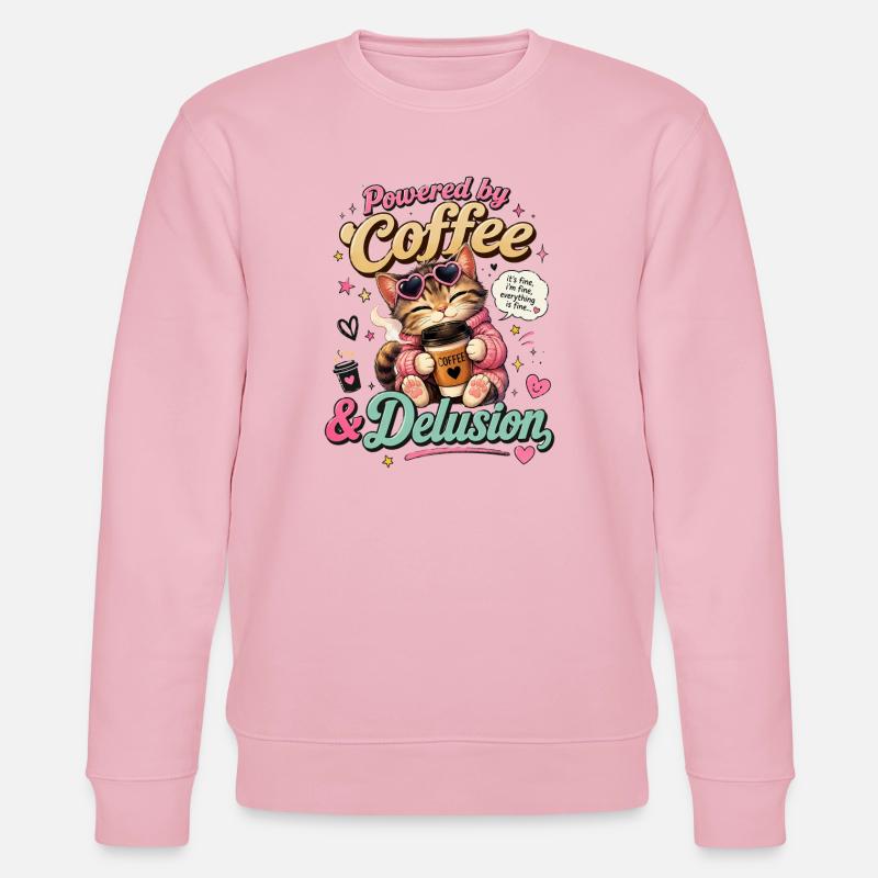 Kaffee Katze: Power Delusion - Stanley/Stella Unisex Bio-Sweatshirt CHANGER  - Hellrosa