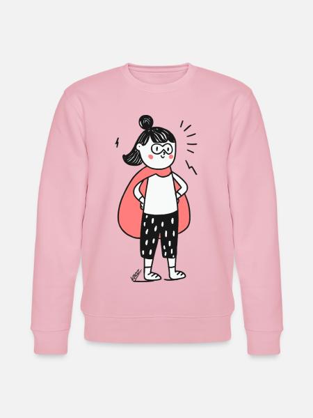 Confident Kid Hero Doodle - Stanley/Stella CHANGER Unisex Organic Sweatshirt - cotton pink