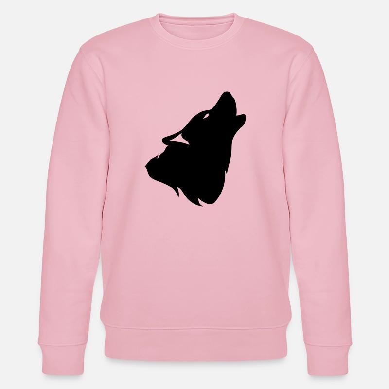 Howling Wolf Silhouette Schatten shadow0 - Stanley/Stella Unisex Bio-Sweatshirt CHANGER  - Hellrosa