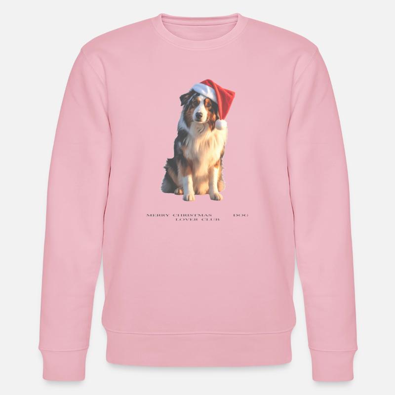 Boder Collie Weihnachts-Hund im Santa-Hut - Stanley/Stella Unisex Bio-Sweatshirt CHANGER  - Hellrosa