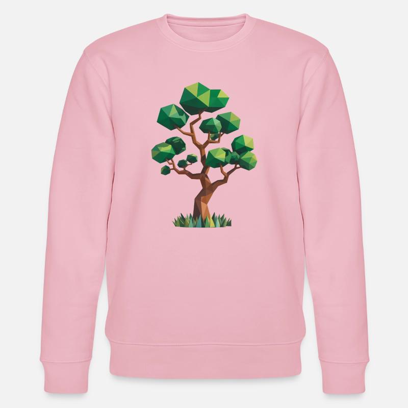 Tree - Cool Low Poly Logo - Stanley/Stella CHANGER Unisex Organic Sweatshirt - cotton pink
