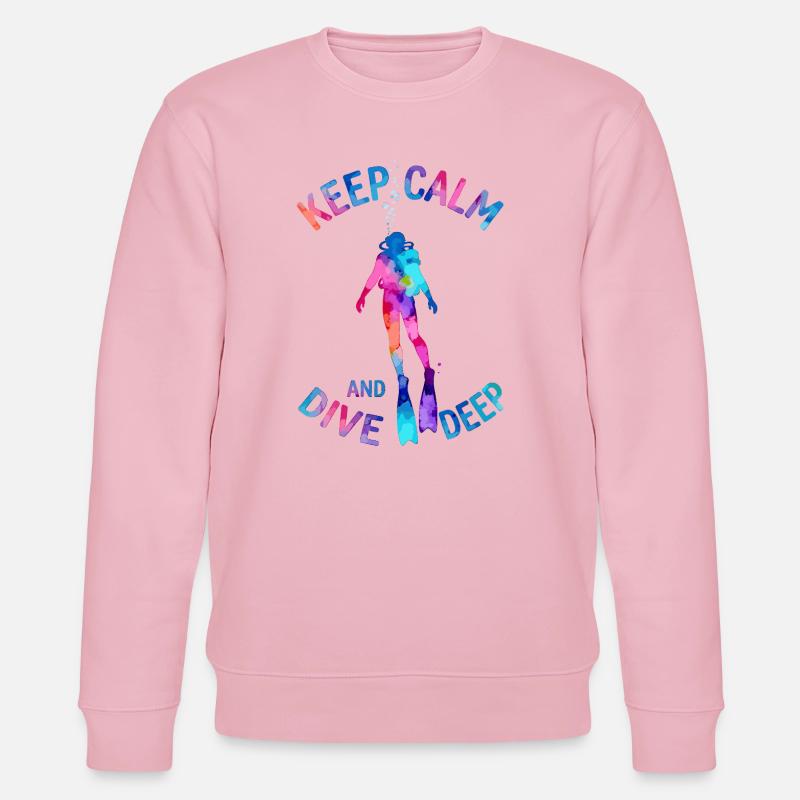 Keep Calm Dive Deep Bunter Taucher - Stanley/Stella Unisex Bio-Sweatshirt CHANGER  - Hellrosa