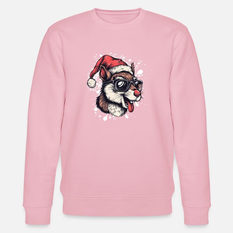 Écureuil Noël Drôle - Sweat bio CHANGER Stanley/Stella Unisexe - rose pâle