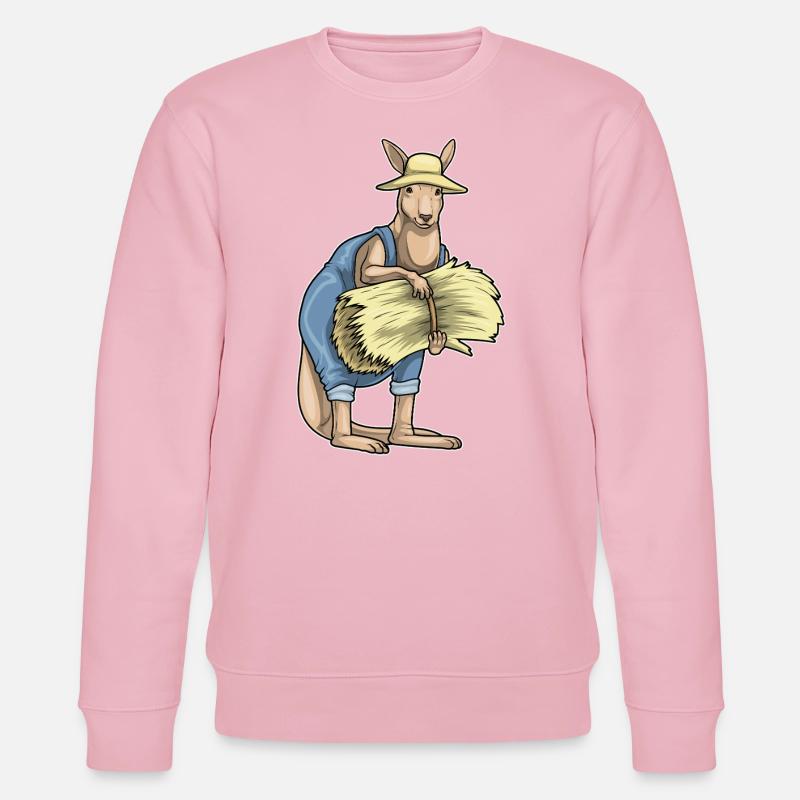 Kangaroo Farmer Straw - Stanley/Stella CHANGER Unisex Organic Sweatshirt - cotton pink