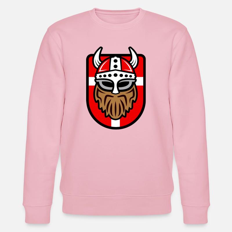 Cooler Wikinger mit Dänischer Flagge - Stanley/Stella Unisex Bio-Sweatshirt CHANGER - Hellrosa