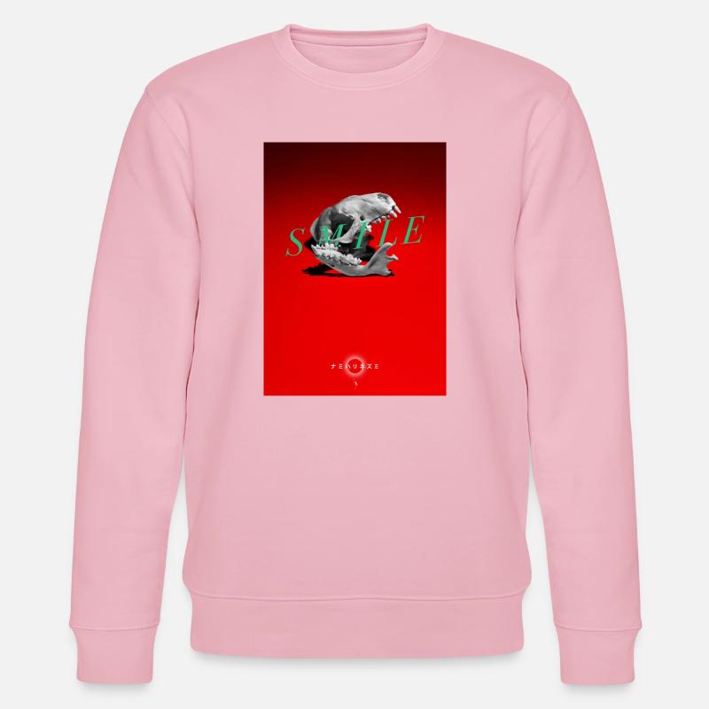 Lächelnder Schädel auf rotem Grund - Stanley/Stella Unisex Bio-Sweatshirt CHANGER - Hellrosa