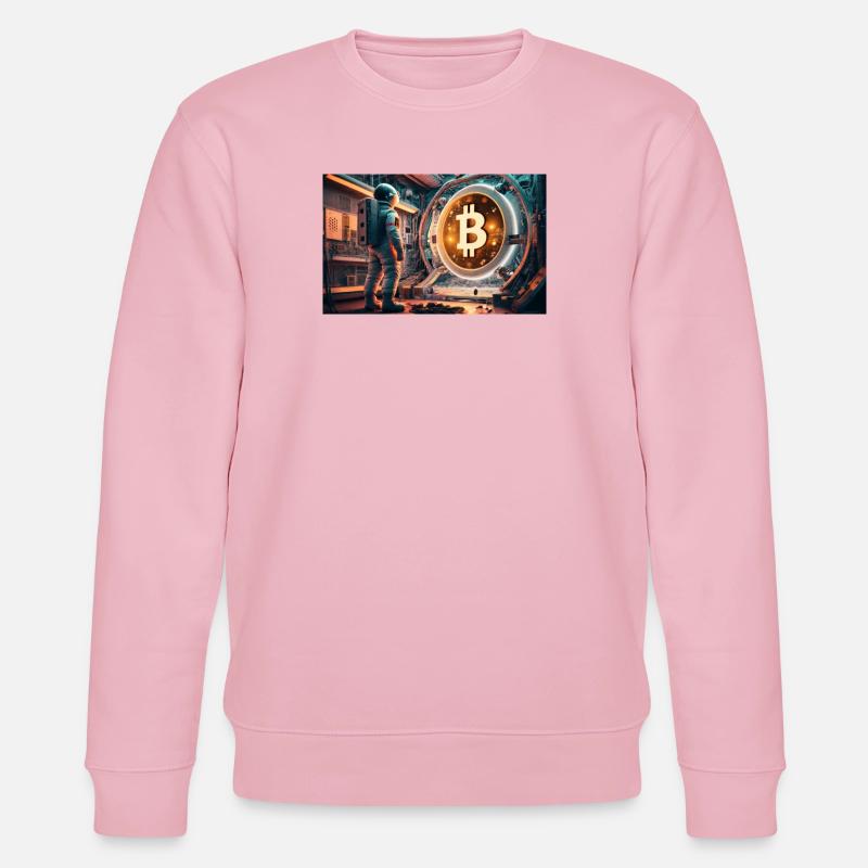 Bitcoin Astronaut Währung - Stanley/Stella Unisex Bio-Sweatshirt CHANGER  - Hellrosa