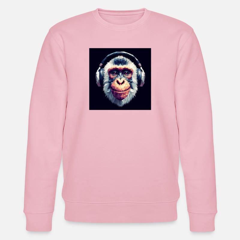 Affe mit Kopfhörer - Stanley/Stella Unisex Bio-Sweatshirt CHANGER  - Hellrosa