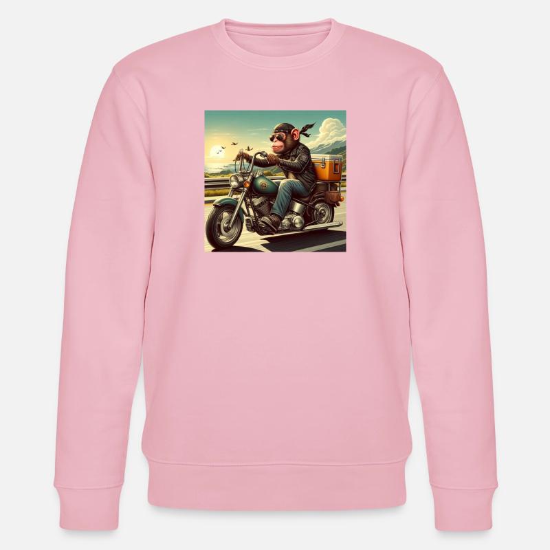 Affe auf Motorrad - Stanley/Stella Unisex Bio-Sweatshirt CHANGER  - Hellrosa