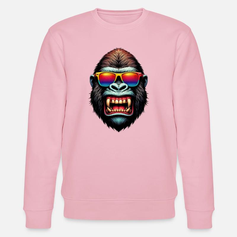 Gorillas mit Sonnenbrille - Stanley/Stella Unisex Bio-Sweatshirt CHANGER  - Hellrosa