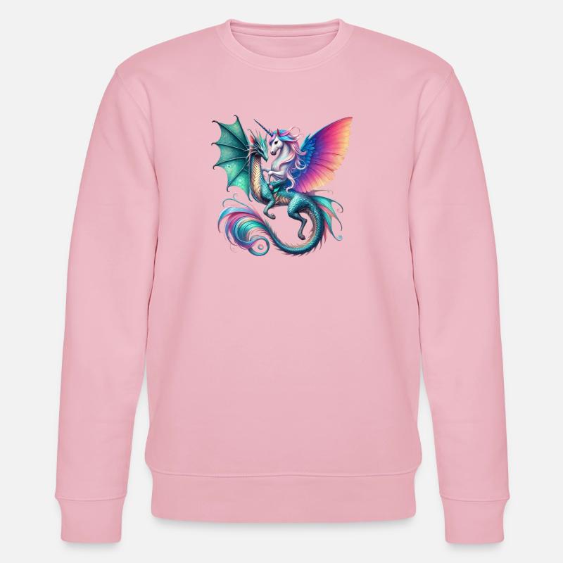 Regenbogen Drachen EInhorn Fusion - Stanley/Stella Unisex Bio-Sweatshirt CHANGER  - Hellrosa