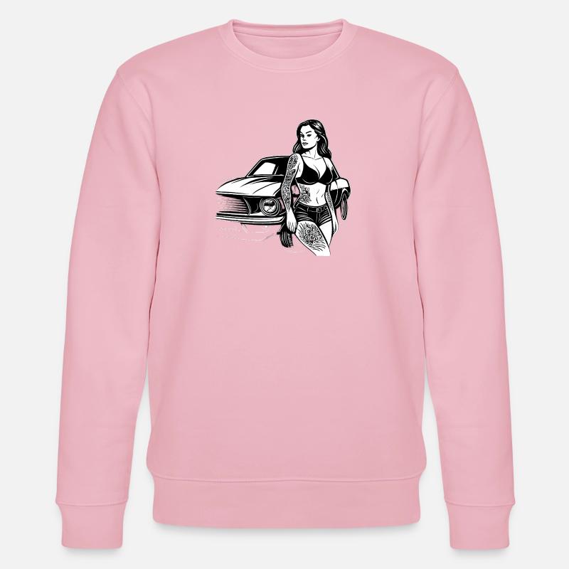 Tattoo-Pin-up und Oldtimer - Stanley/Stella Unisex Bio-Sweatshirt CHANGER  - Hellrosa
