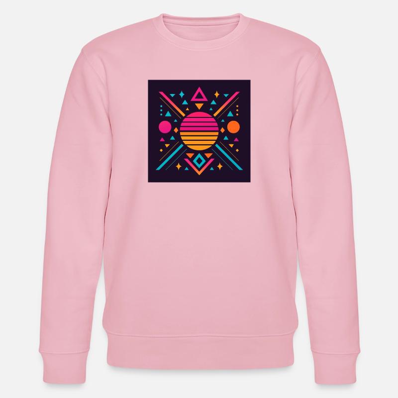Synthwave geometric pattern - Stanley/Stella CHANGER Unisex Organic Sweatshirt - cotton pink