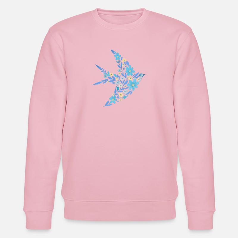 Nordisch Floral - Hellblauer Vogel - Stanley/Stella Unisex Bio-Sweatshirt CHANGER  - Hellrosa