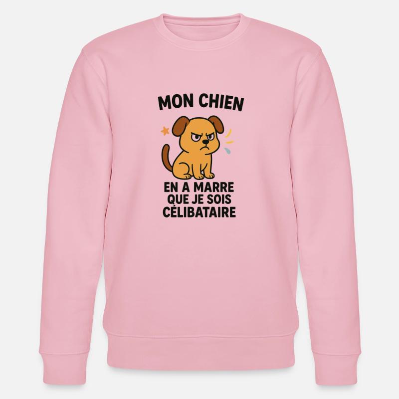 Chien en Colère et Célibataire - Sweat bio CHANGER Stanley/Stella Unisexe - rose pâle