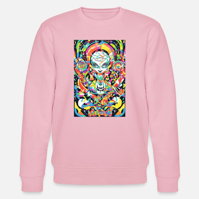 Psychedelisches Chakra & Katzenkunst - Stanley/Stella Unisex Bio-Sweatshirt CHANGER  - Hellrosa