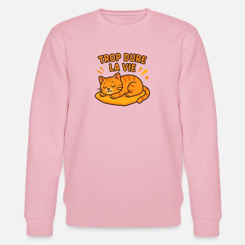 Zu hartes Leben Katze schläft - Stanley/Stella Unisex Bio-Sweatshirt CHANGER  - Hellrosa