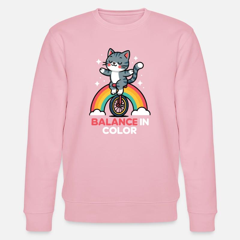 Équilibre du chat sur arc-en-ciel - Sweat bio CHANGER Stanley/Stella Unisexe - rose pâle