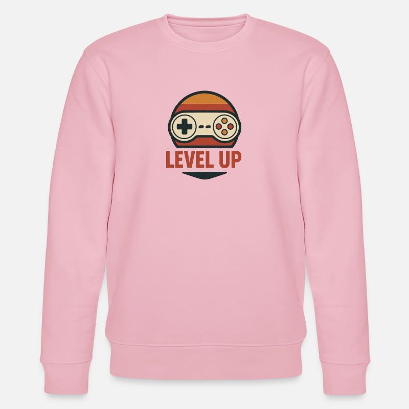 Level Up Retro Controller Graphics - Stanley/Stella CHANGER Unisex Organic Sweatshirt - cotton pink