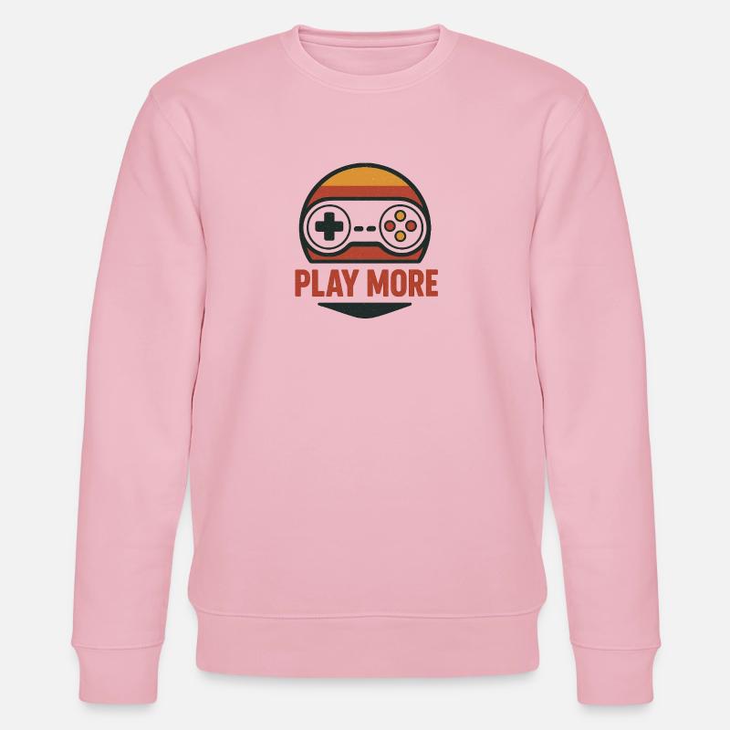 Retro Controller Motiv Play More - Stanley/Stella Unisex Bio-Sweatshirt CHANGER  - Hellrosa