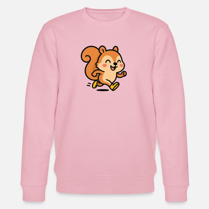 Glückliches Eichhörnchen auf der Flucht - Stanley/Stella Unisex Bio-Sweatshirt CHANGER  - Hellrosa