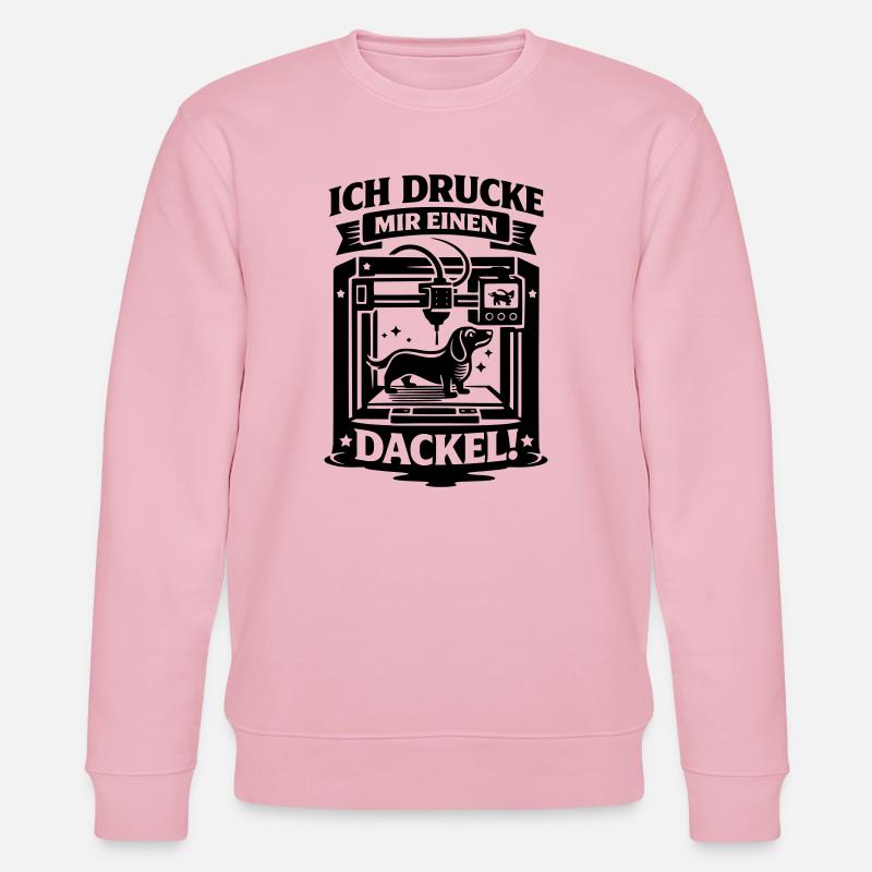 Dackel 3D Drucker Basteln Hund - Stanley/Stella Unisex Bio-Sweatshirt CHANGER  - Hellrosa