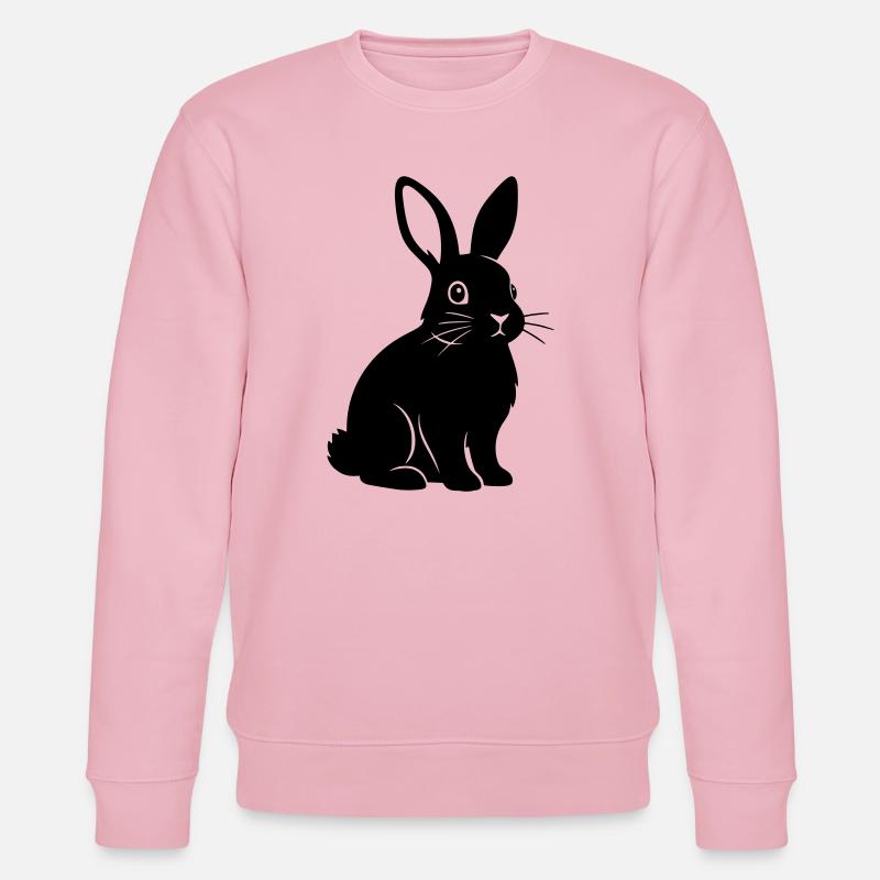 Bunny Rabbit Silhouette Black Vector - Stanley/Stella CHANGER Unisex Organic Sweatshirt - cotton pink