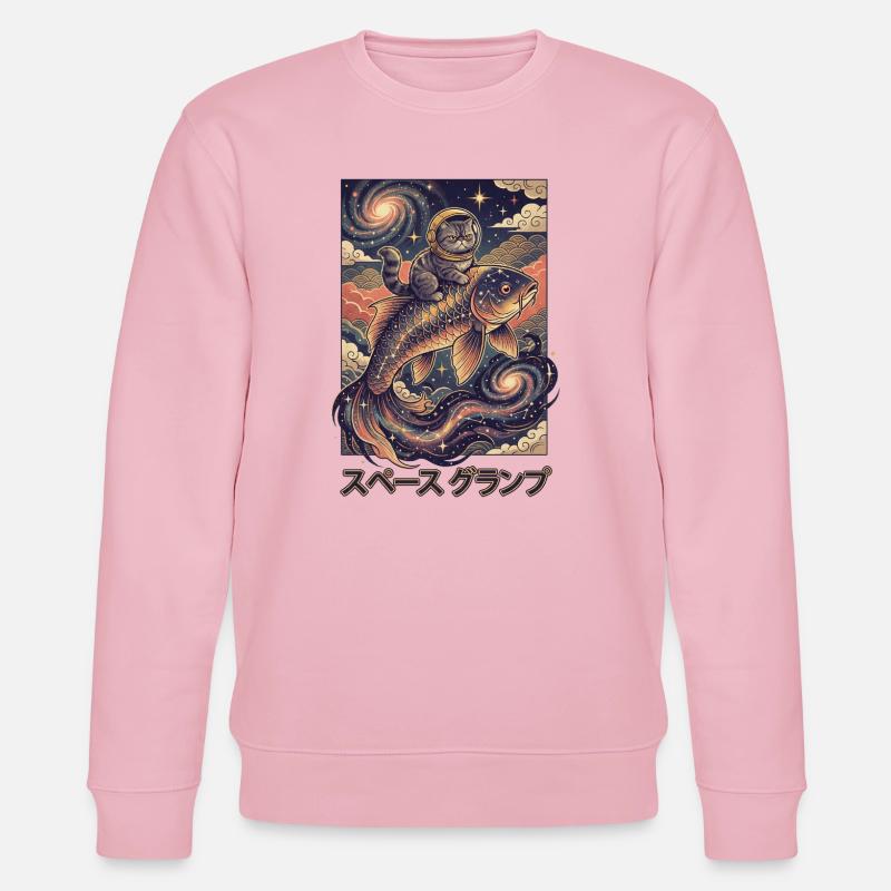 Astronautenkat auf kosmischem Koi - Stanley/Stella Unisex Bio-Sweatshirt CHANGER  - Hellrosa