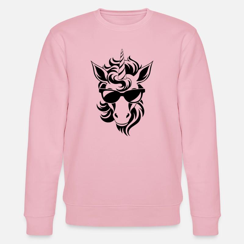 Cooles Einhorn mit Sonnenbrille - Stanley/Stella Unisex Bio-Sweatshirt CHANGER  - Hellrosa