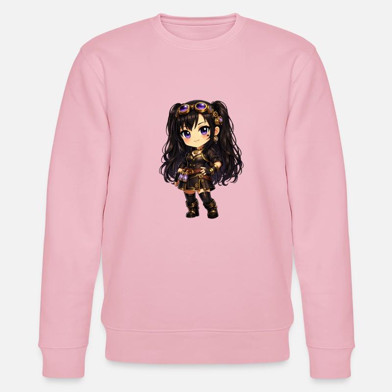 Chibi Steampunk-Mädchen Luna mit Lila Goggles - Stanley/Stella Unisex Bio-Sweatshirt CHANGER  - Hellrosa