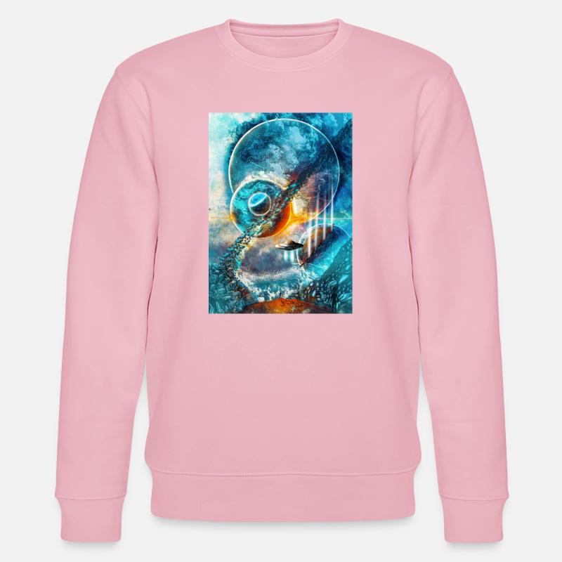 Blue Space Ring with Fire - Stanley/Stella CHANGER Unisex Organic Sweatshirt - cotton pink