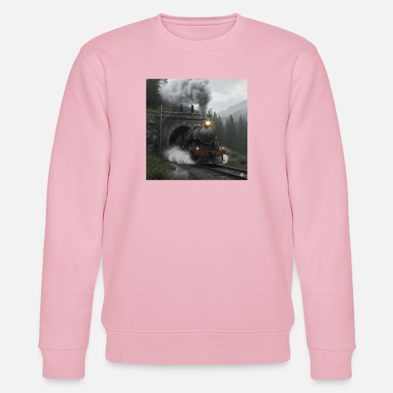 Dampfzug durch den Wald am Tunnel - Stanley/Stella Unisex Bio-Sweatshirt CHANGER  - Hellrosa