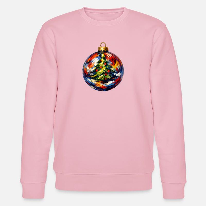 Weihnachtskugel mit Tannenbaummotiv . KI generiert - Stanley/Stella Unisex Bio-Sweatshirt CHANGER  - Hellrosa
