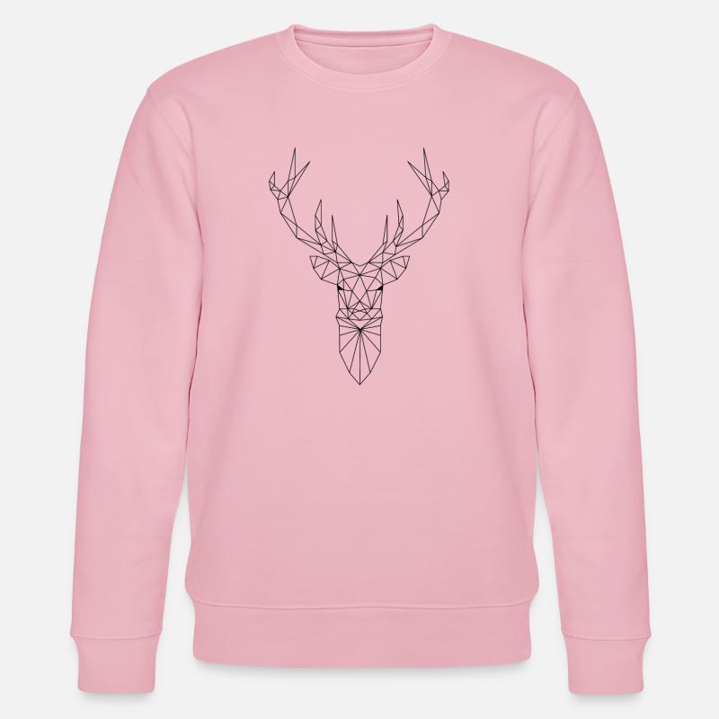 Hirschkopf im Triangel-Design (schwarz) - Stanley/Stella Unisex Bio-Sweatshirt CHANGER  - Hellrosa