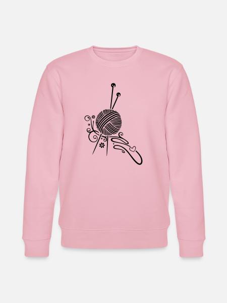 Knitting needles with wool and flowers. - Stanley/Stella CHANGER Unisex Organic Sweatshirt - cotton pink