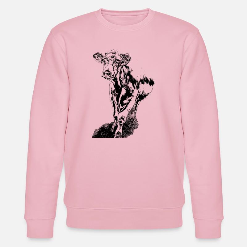 Kuh schwarz weiß Comic - Stanley/Stella Unisex Bio-Sweatshirt CHANGER  - Hellrosa