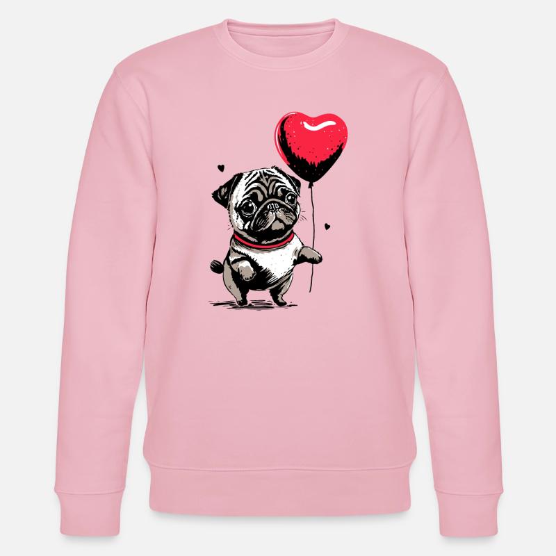 Mops mit Herz Luftballon - Heartful Creatures - Stanley/Stella Unisex Bio-Sweatshirt CHANGER  - Hellrosa