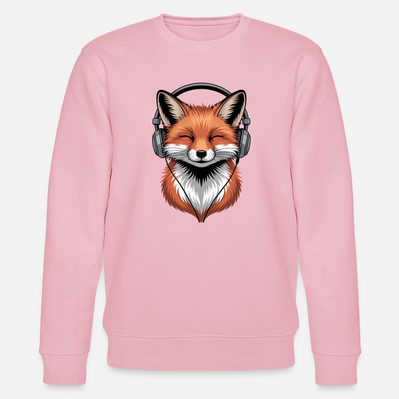 Fuchs mit Kopfhörern - Stanley/Stella Unisex Bio-Sweatshirt CHANGER  - Hellrosa