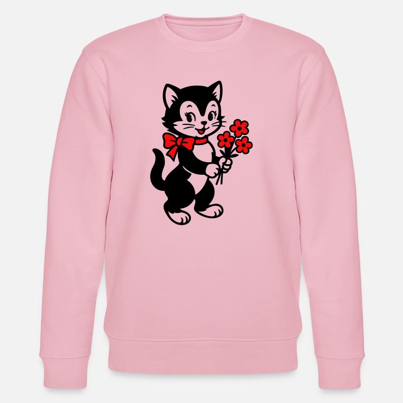 Chat noir avec ruban rouge - Sweat bio CHANGER Stanley/Stella Unisexe - rose pâle
