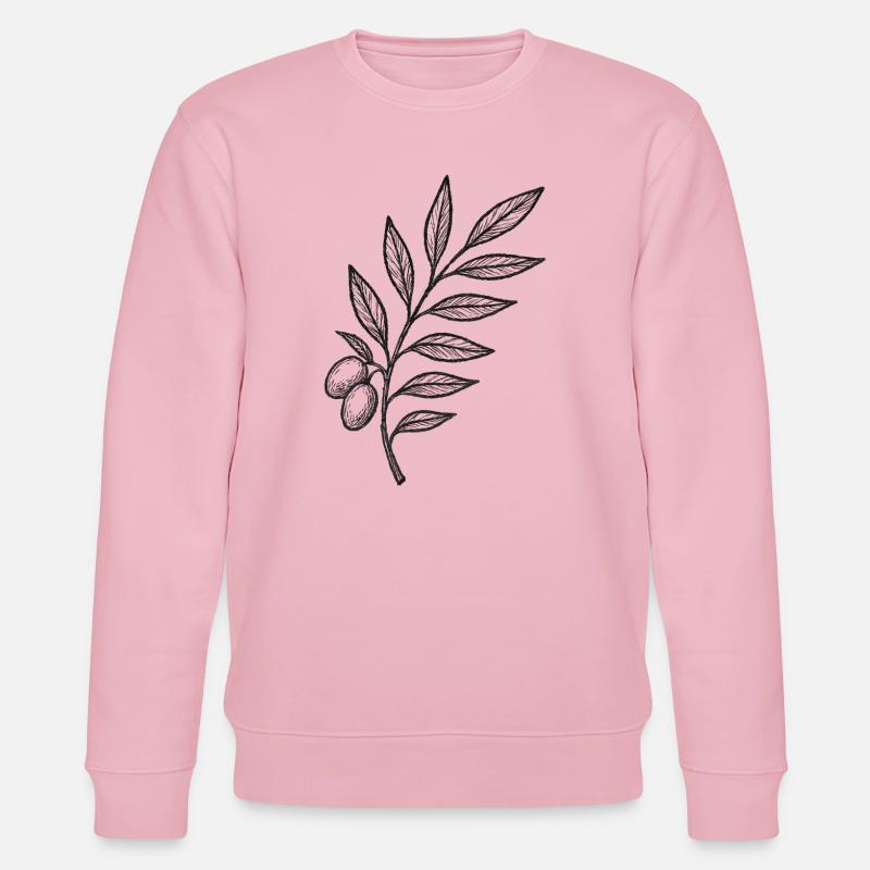 Dessin de baies de branche nocturne - Sweat bio CHANGER Stanley/Stella Unisexe - rose pâle