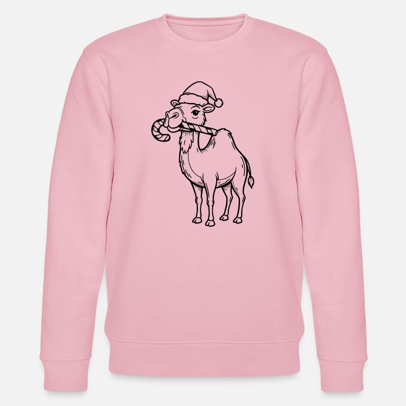 Kamel mit Weihnachtsmütze Illustration - Stanley/Stella Unisex Bio-Sweatshirt CHANGER  - Hellrosa