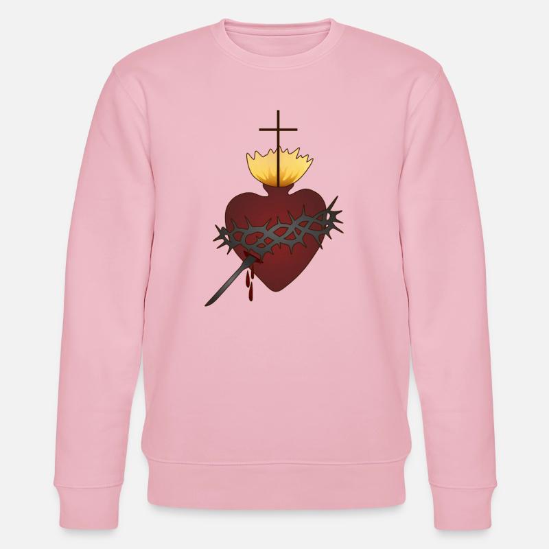 Heiliges Herz mit Dornenkrone - Stanley/Stella Unisex Bio-Sweatshirt CHANGER - Hellrosa