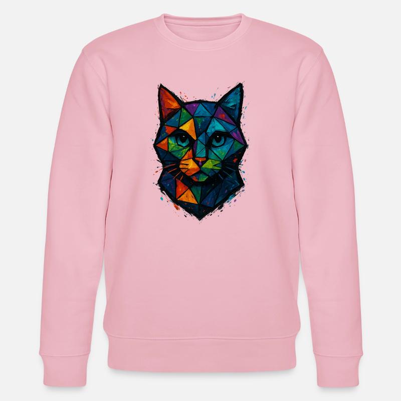 Cat Low Poly – geometrisches Mesh-Polygon-Kunstdesign - Stanley/Stella Unisex Bio-Sweatshirt CHANGER  - Hellrosa