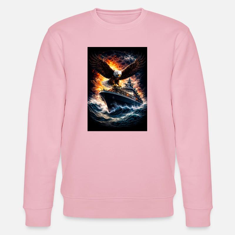Eagle on ship in storm - Stanley/Stella CHANGER Unisex Organic Sweatshirt - cotton pink
